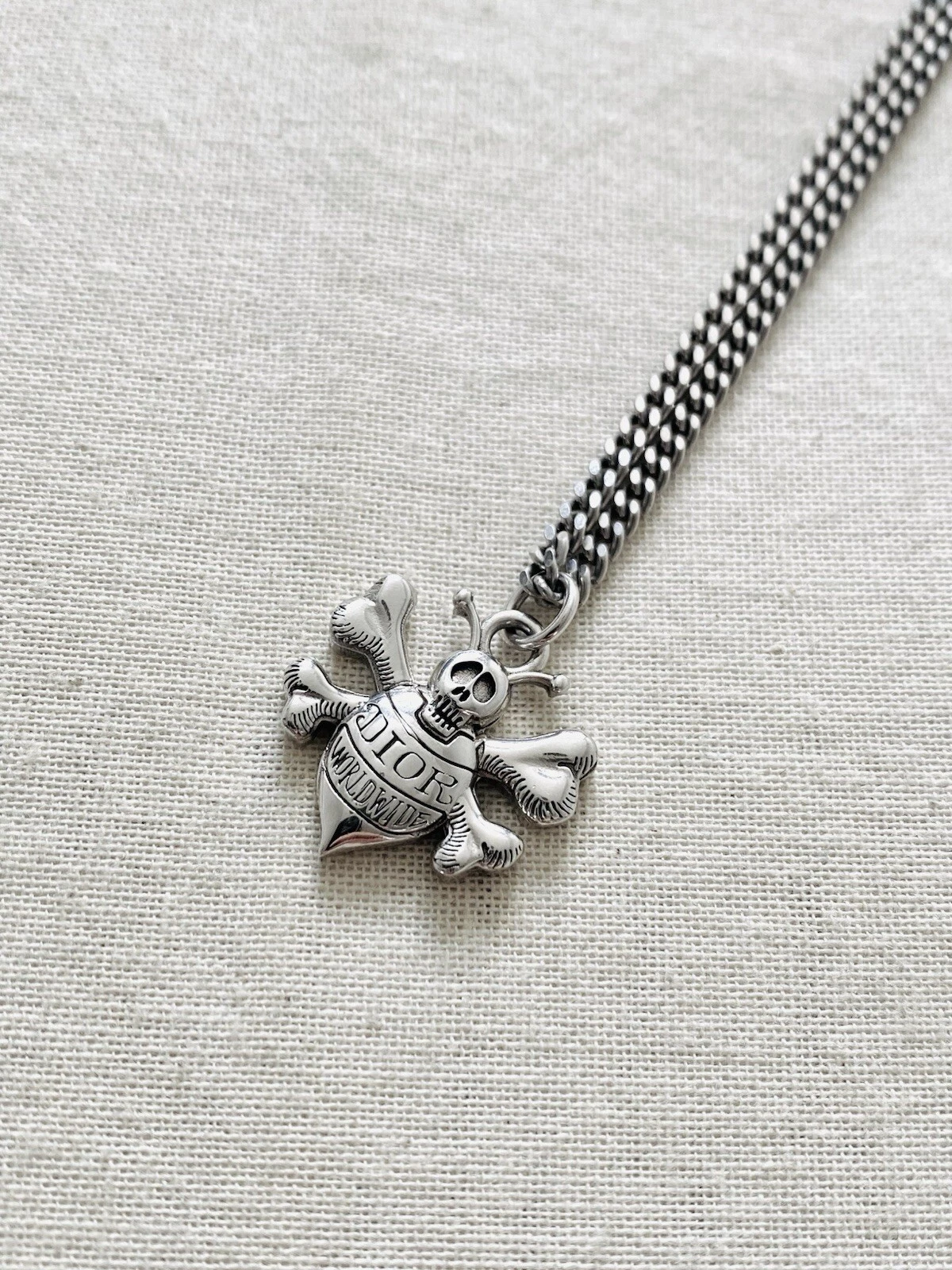 Collana Dior x Stussy Argento 925 Teschio Ape (20” 22” Regolabile)