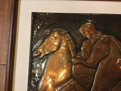 Signed Peter Zoudis Vintage Copper Relief Wall Art Horses 3/10