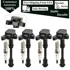 4Pcs Ignition Coil and Iridium Spark Plug Kit For 2013-2014 Ford Fusion 1.6L