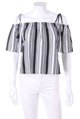 TALLY WEiJL Blouse Cold-Shoulder Stripes S black-white