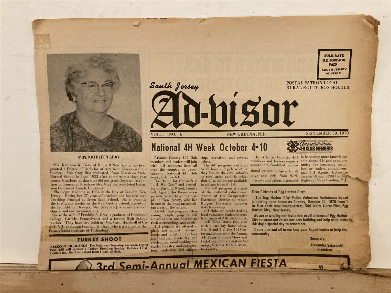 1970 New Gretna NJ Vintage South Advisor Ad Visor Absecon Burger Chef