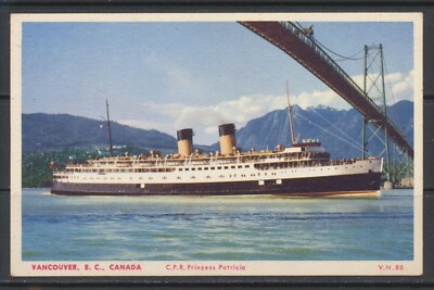 1930s Vintage Postcard ~ Vancouver B.C. ~ C.P.R. Princess Patricia ~ Lions Gate