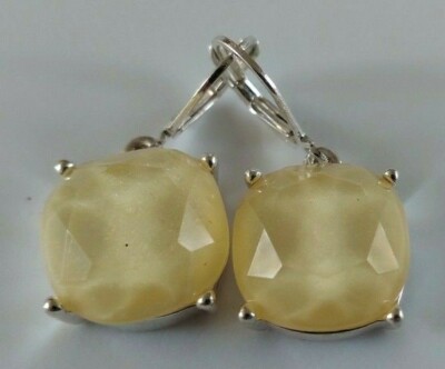 QVC Joan Rivers Classics Collection Silver Tone Lever Back Earrings Off  White