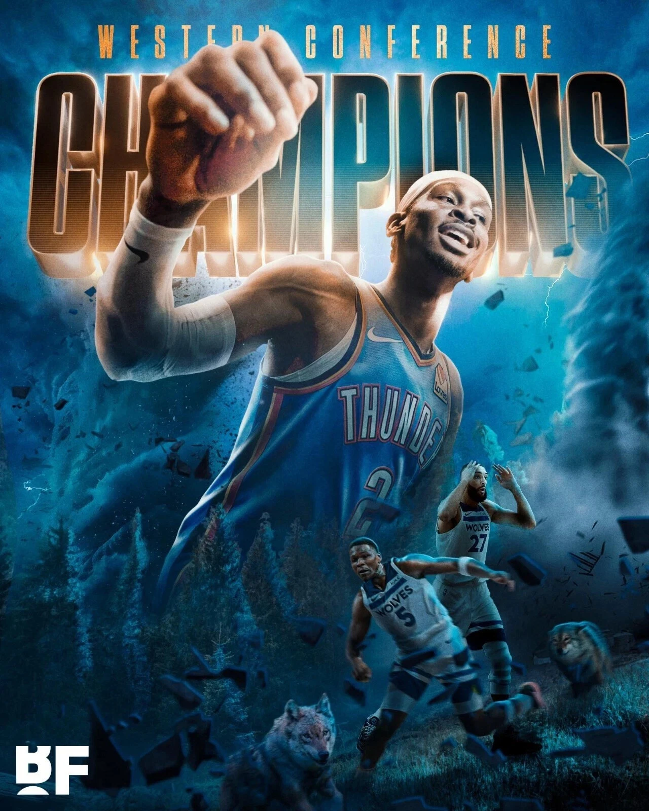 OKC Thunder 2025 Western Conference Champions NBA Finals Poster
