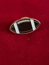 Enamel Football Shaped Tie Lapel Pin Sports Pigskin 1"
