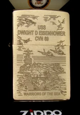 USS Dwight D. Eisenhower (CVN-69)  Aircraft Carrier Zippo MIB  Brushed Brass