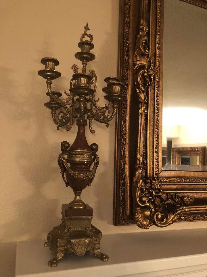 Authentic Brevetteto Candelabras With Clock Mantel - Image 4 of 4