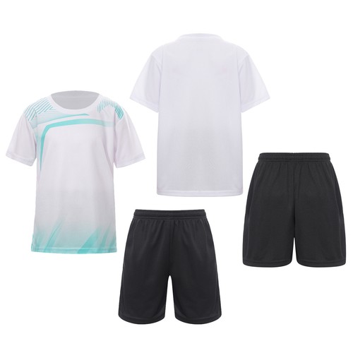 Kids Boys Outfit Elastic Waistband Shorts Football Jerseys Short Sleeve Soccer - Picture 15 of 89