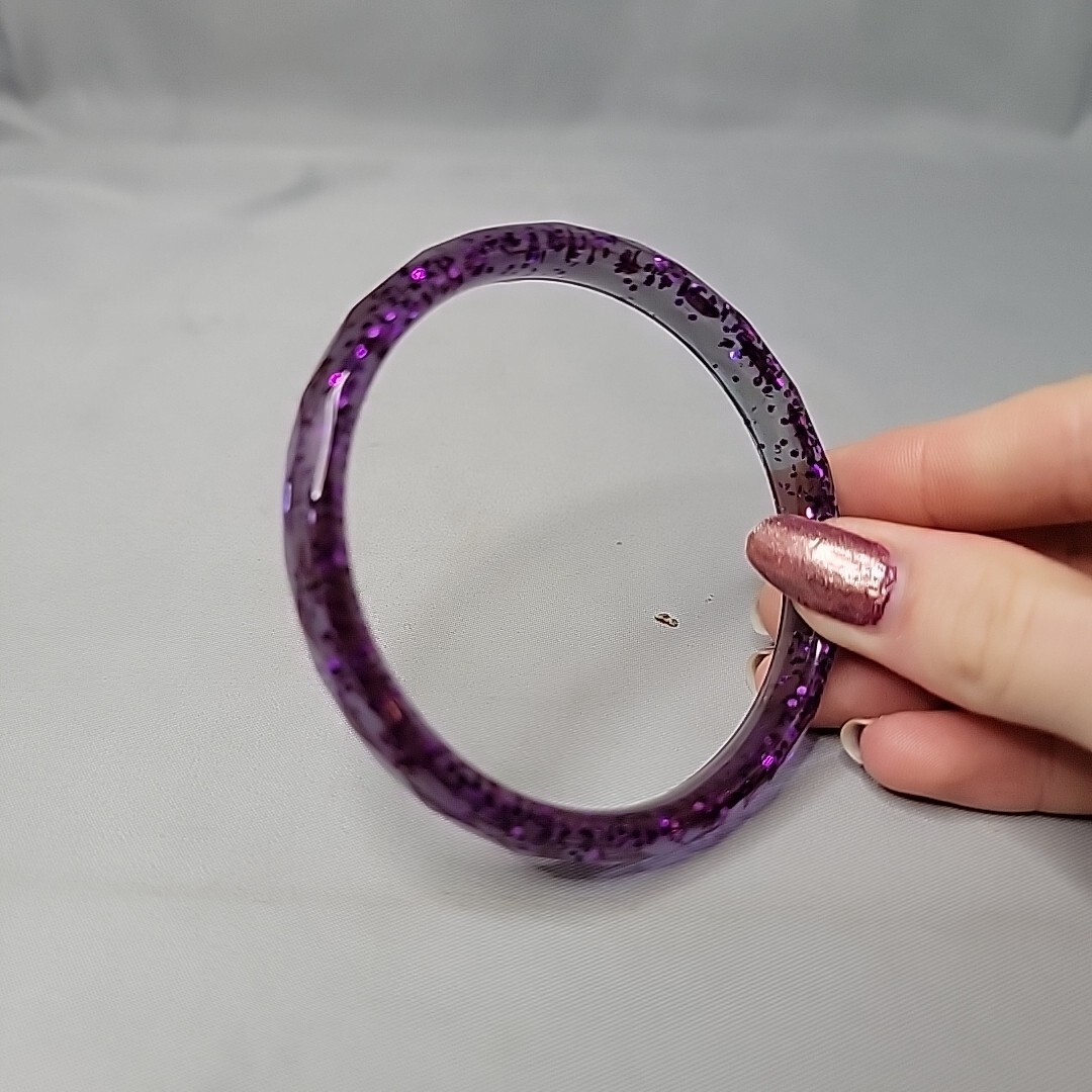 Handmade Braclet Clear Purple Translucent Resin P… - image 4