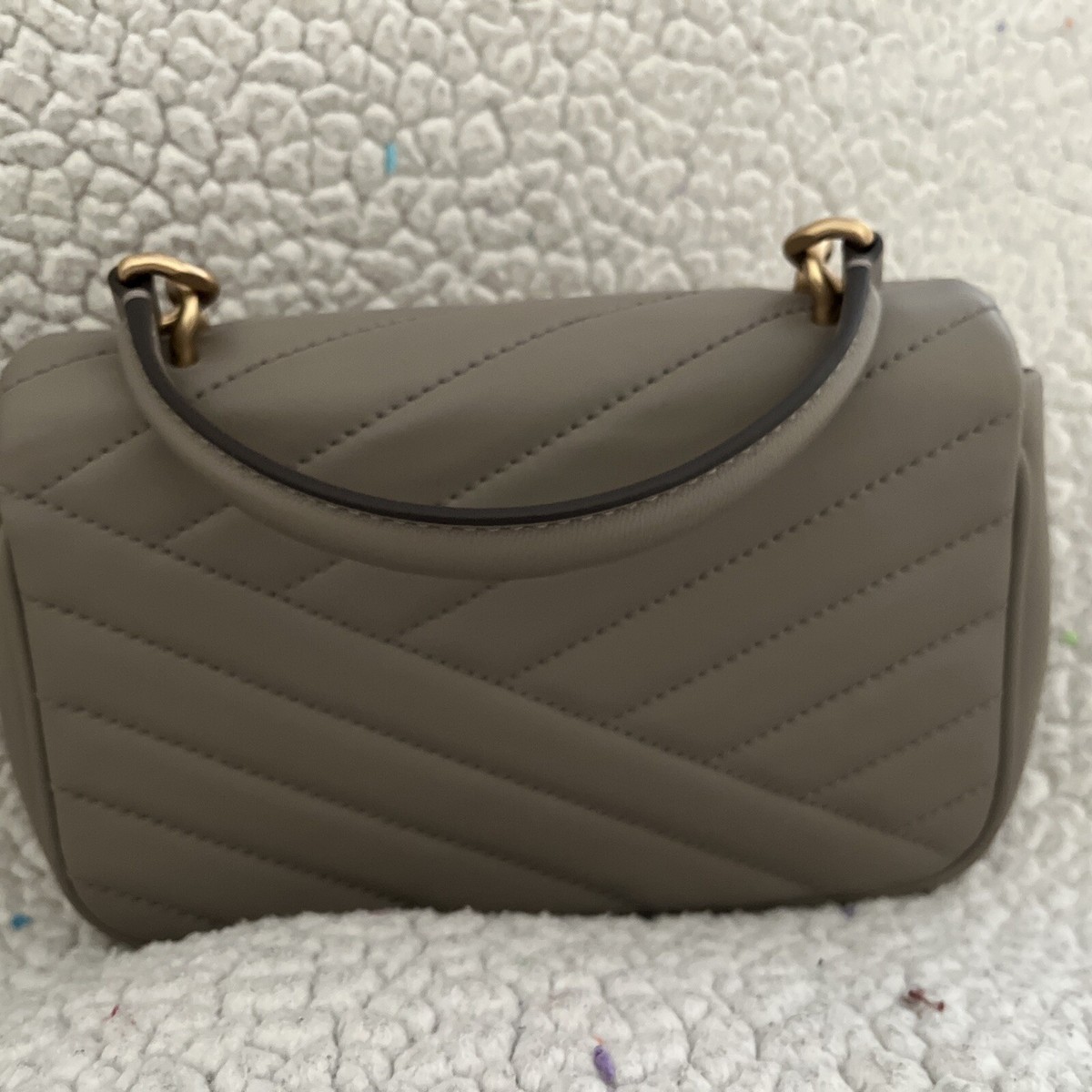 Tory Burch Kira Chevron Top-Handle Satchel Bag Leather Grey