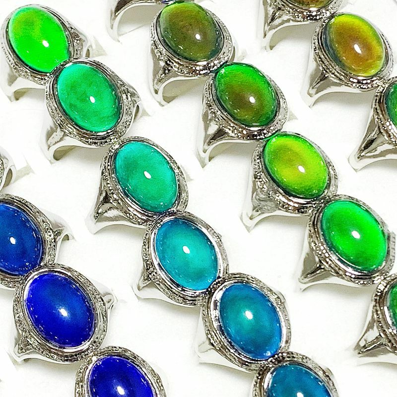 Wholesale 30pcs Oval Vintage Mood Rings Bulk Women Change Color Finger ...