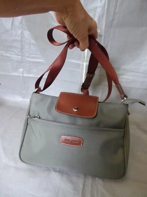 Sac pochette polyester Gris CUIR Sylvain LEFEBVRE bandoulière - Parfait état - Photo 1/4