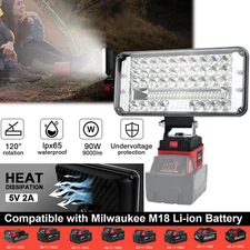 Wireless LED Work Light for Milwaukee M18 18V Battery Cordless Outdoor Lamp