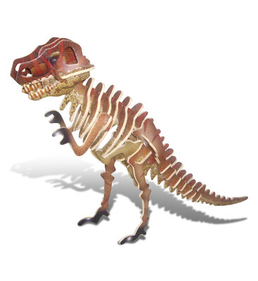 Puzzled 3D Puzzle Colorful Tyrannosaurus Dinosaur - Wood Craft Kit - 28 Pcs.