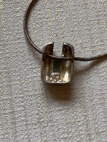 Kette 925 Silber Anhänger Fischgrätenkette blauer Stein rechteckig 5,05g HS395 - Picture 5 of 9