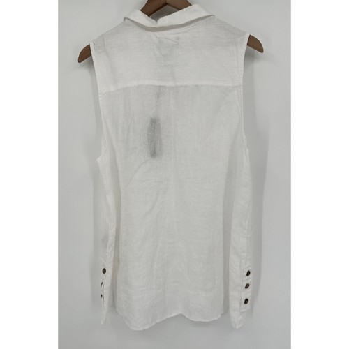 Camiseta sin mangas Jones New York de lino para mujer XL blanca con botones y cuello delantero nueva con etiquetas - Imagen 4 de 7