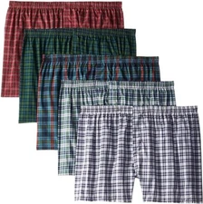 Fruit of the Loom Men's Woven Compatible with Tartan & Plaid Boxer 5-Pk Size 2XL