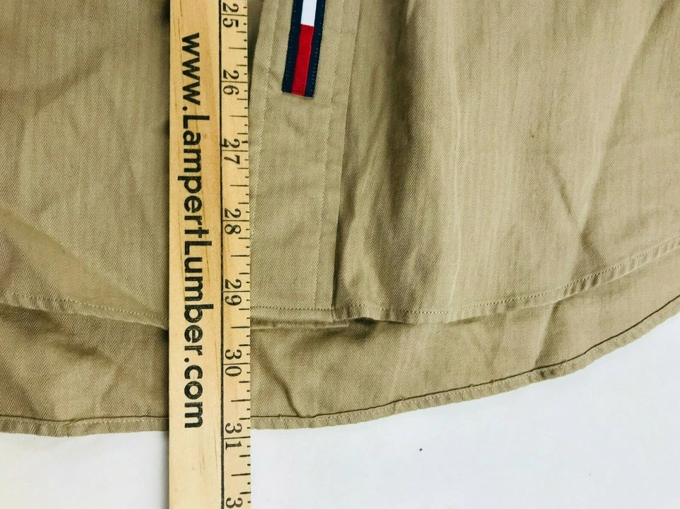 Camisa Tommy Hilfiger Para Hombre Talla 15 32-33 Caqui Clásica Abotonada Manga Larga Foto 4 de 4