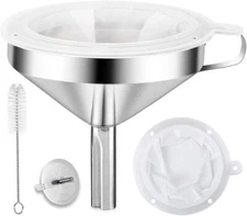 Kitchen Funnel for Filling Bottle 304 Stainless Steel Food Funnels with Strainer
