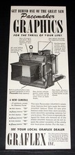 1947 OLD MAGAZINE PRINT AD, GRAFLEX CAMERAS, PACEMAKER GRAPHICS FOR LIFE THRILL 
