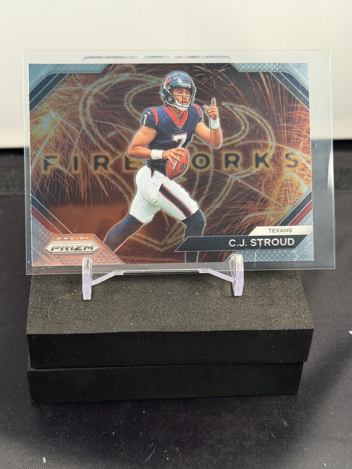 C. J. Stroud #F-10 Football Cards 2023 Panini Prizm Fireworks trading card — raw and PSA graded price guide