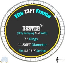 Bzzter Replacement Trampoline Mat, Fits 13ft Round Frame 72 Rings w/ Pull Hook