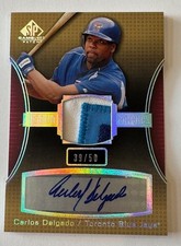 2004 SP Game Used Premium Patches CARLOS DELGADO auto 3-colored patch 39/50 VHTF