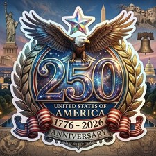250th Anniversary 1776 -2026 United States of America Window Sticker Var. Sizes