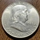 Key Date 1948 Uncirculated Franklin Half Dollar Full Bell Lines Actual Coin.