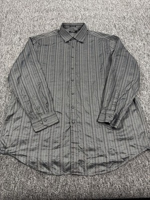 Mondo Di Marco Shirt Men 4XLT Tall Silver Striped Textured European Button Up