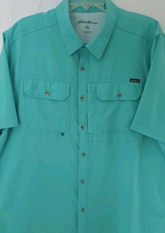 Eddie Bauer  Shirt Men’s X L Turquoise Vented Ripstop Fishing Hiking Camp
