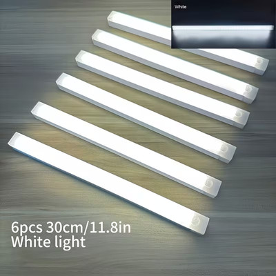 6 PCS SET Bright White Motion Sensor LED Cabinet Lights Compact Glare Light