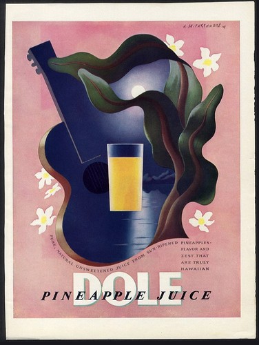 DOLE PINEAPPLE JUICE 1938 by CASSANDRE Magazine Ad HAWAIIAN Moonlight