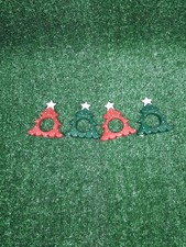1992 Department 56 ceramic Christmas tree napkin ring Holder Lot Of 4 Red Green