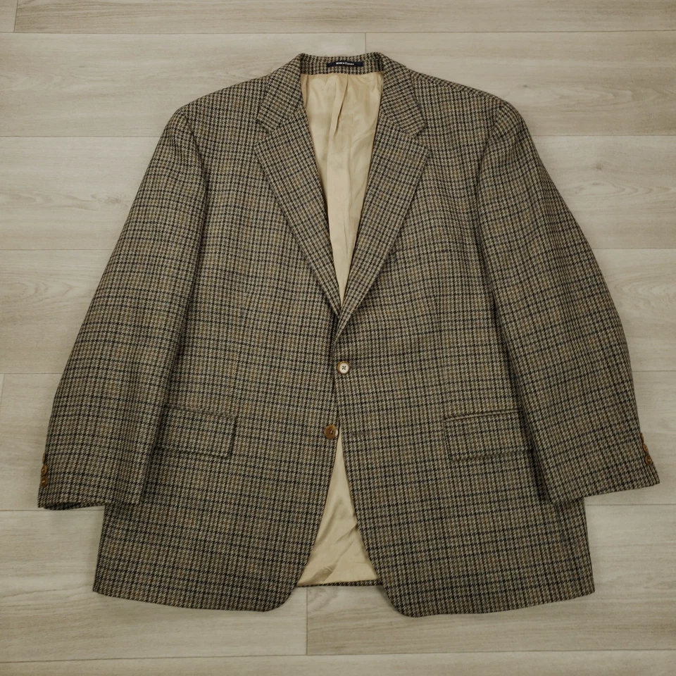 Abrigo Deportivo Chaps Ralph Lauren Vintage Para Hombre 50R Lana Houndsooth Cuadros Dos Botones Foto 2 de 4