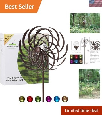 Captivating Solar-Powered 6.3ft Willow Leaf Wind Spinner for Outdoor Elegance