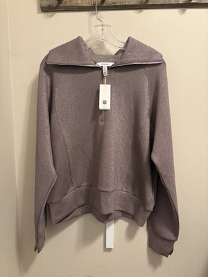 SPANX AirEssentials Metallic Half Zip Pullover Large NWT
