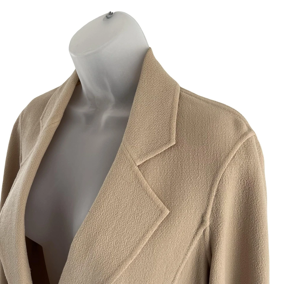 Blazer St John Mujer 2 Beige Lana Dorado Botón Camel Años 90 Carrera Chaqueta Bolsillos Foto 2 de 4