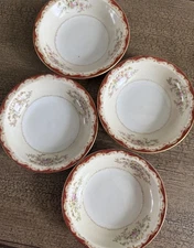 VTG 4 Set Empress China Occupied Japan Windsor Dessert Plates FWR Gold Red Trim