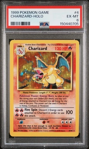 1999 POKEMON BASE SET UNLIMITED #4 CHARIZARD-HOLO PSA 6