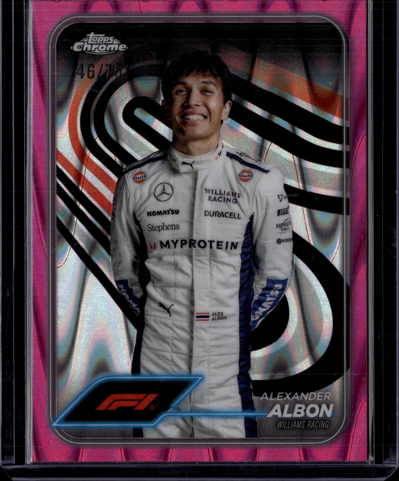 2024 Topps Chrome Formula 1 #19 Alexander Albon Pink RayWave Refractors #/75