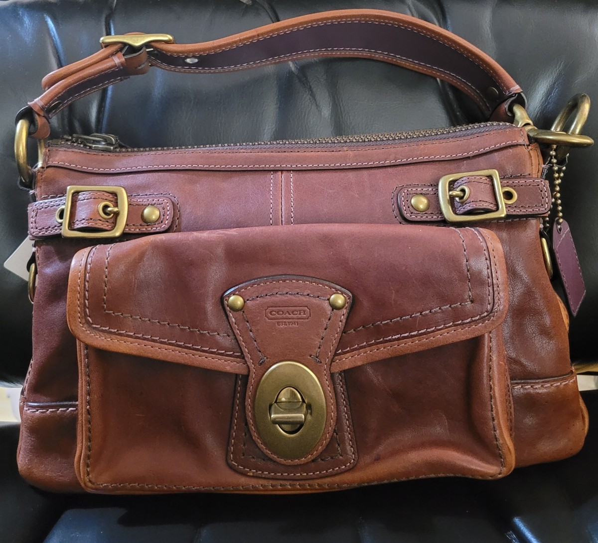 Coach Legacy Leigh 11127 Raisin Brown Leather Shoulder Bag NWT