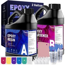 GRLELOU Epoxy Resin 2 Gallon Kit, Crystal Clear, 2 Gallon, clear