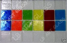 1 1/2" x 1 1/2" SAMPLER OF BULLSEYE TRANSPARENT COLOR GLASS 90 COE CABOCHON KIT