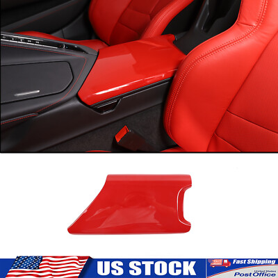 ABS Red Interior Center Console Arm rest Lid Overlay Trim Fits Corvette C8 20-26