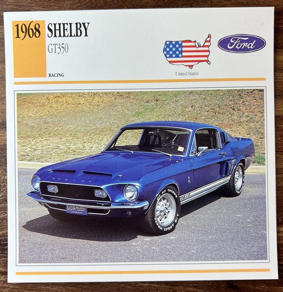 Cars of The World - USA Racing - Single Collector Card - 1968 Ford Shelby GT350