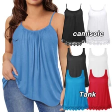Women with Built in Bra Cami Shelf BraFlowy  Tank Tops Padded Bra Loose Camisole