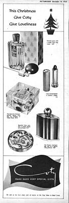 1950 Werbung für ''COTY'' Toilettenartikel & Kosmetik Sortiment für Weihnachten Ephemera Print Ad