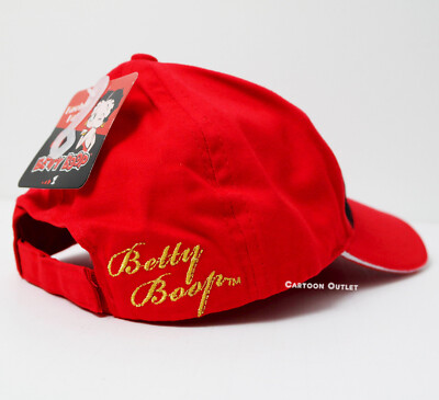 Betty Boop Black Adjustable Baseball Cap Hat One Size Red New