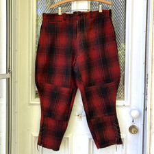 Wool Union Made 34 Red/Black Mackinaw Buffalo Plaid Hunting Pants Laced Ankle